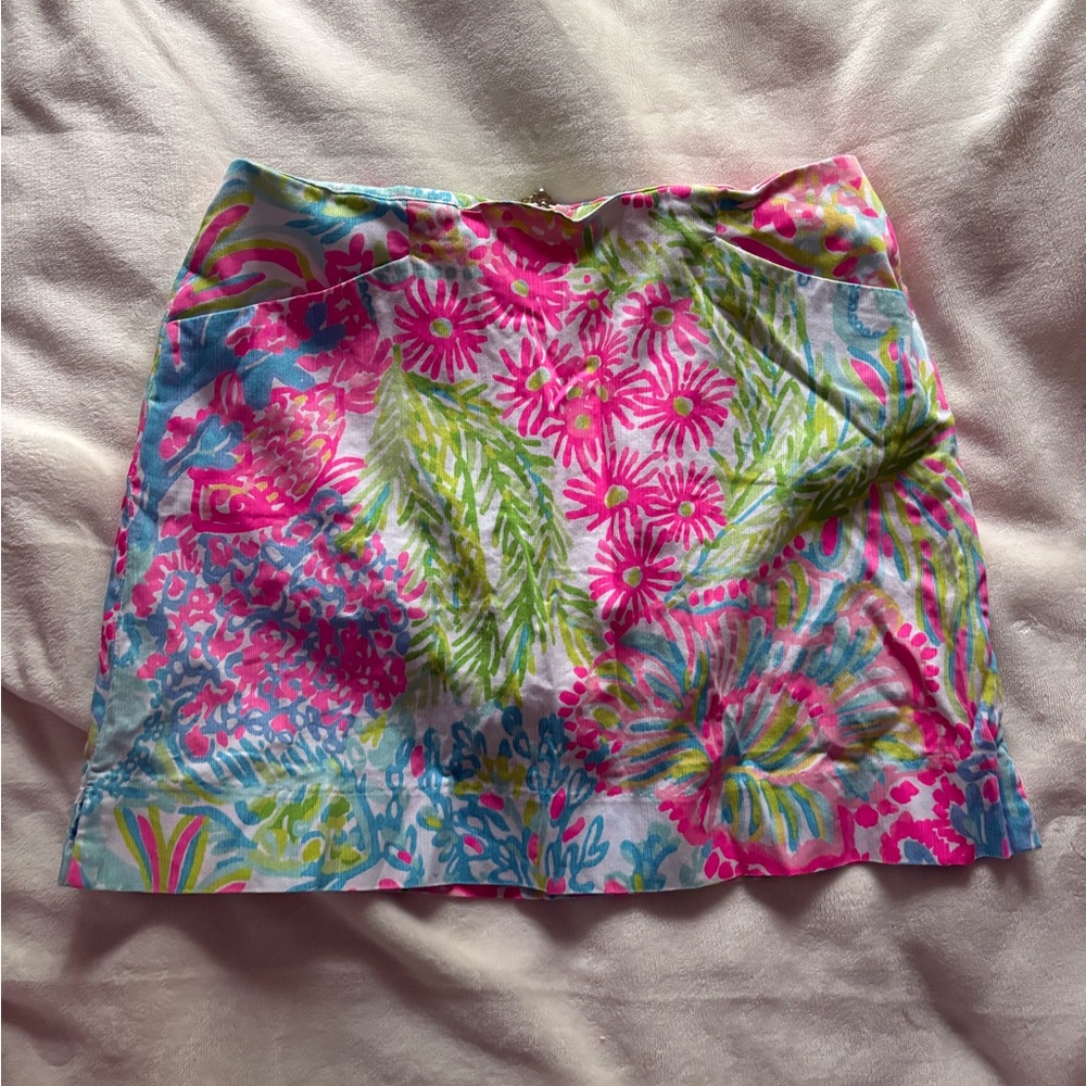 Lilly Pulitzer Floral Mini Skirt in Pink and Green